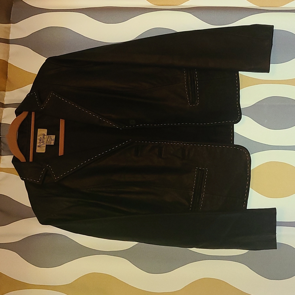 leather Andrea Vaccaro black  jacket size medium